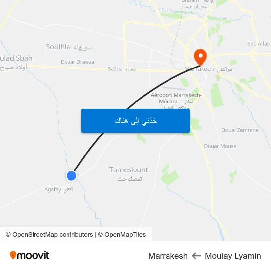 Moulay Lyamin to Marrakesh map