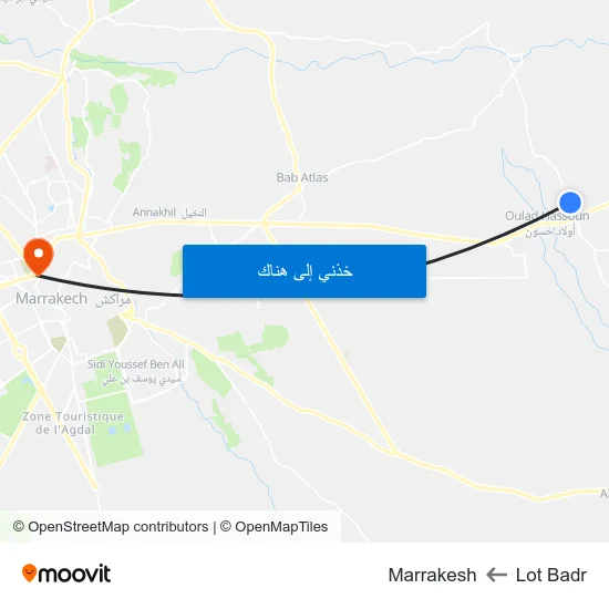 Lot Badr to Marrakesh map