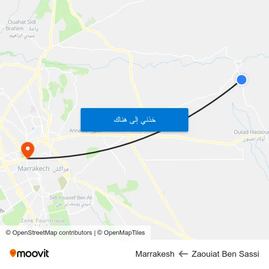 Zaouiat Ben Sassi to Marrakesh map