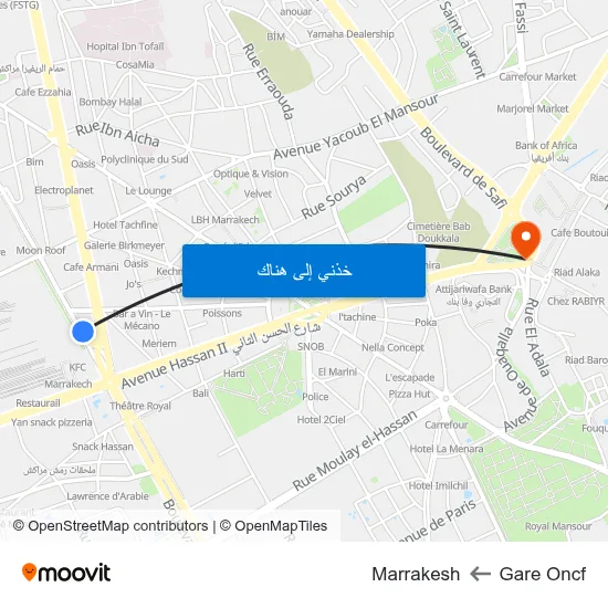 Gare Oncf to Marrakesh map