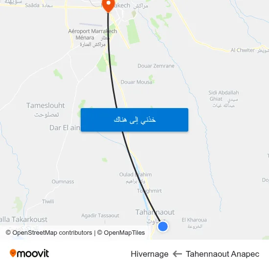 Tahennaout Anapec to Hivernage map