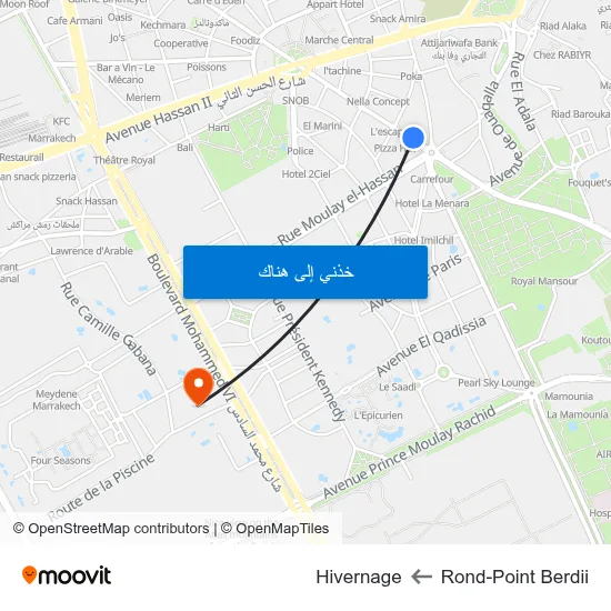 Rond-Point Berdii to Hivernage map