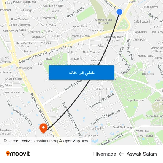 Aswak Salam to Hivernage map