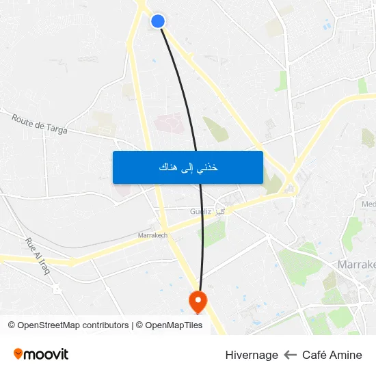 Café Amine to Hivernage map