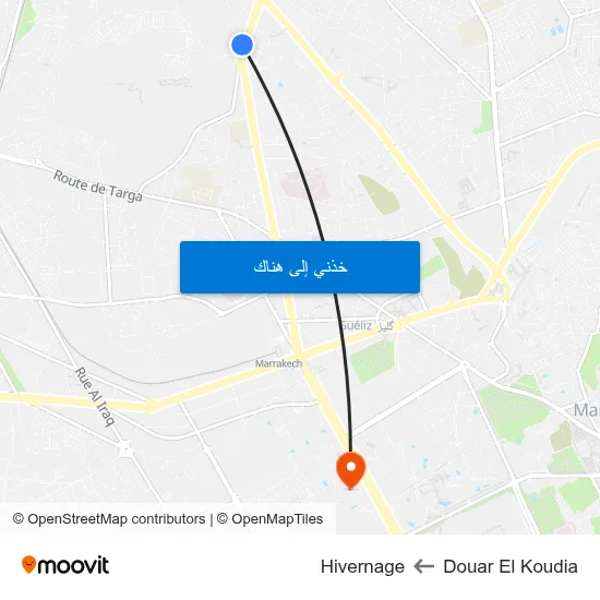 Douar El Koudia to Hivernage map