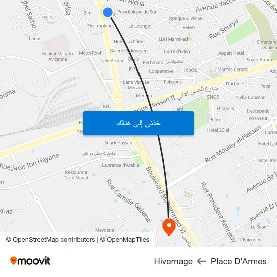 Place D'Armes to Hivernage map