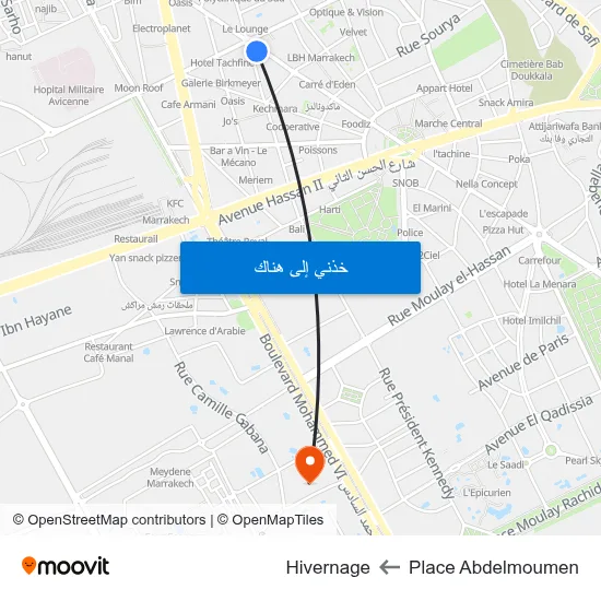 Place Abdelmoumen to Hivernage map