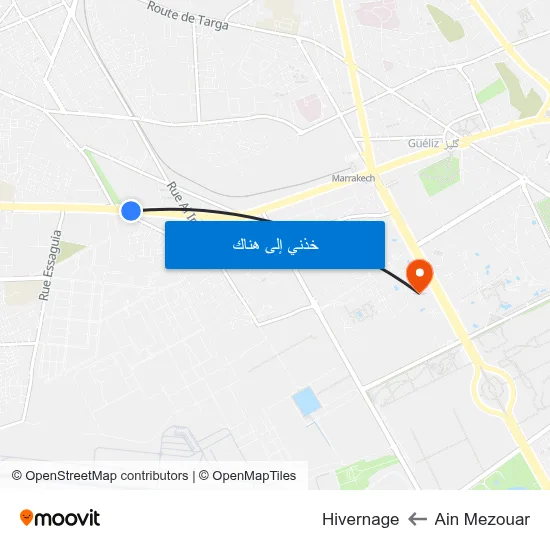 Ain Mezouar to Hivernage map