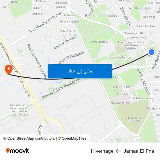 Jamaa El Fna to Hivernage map