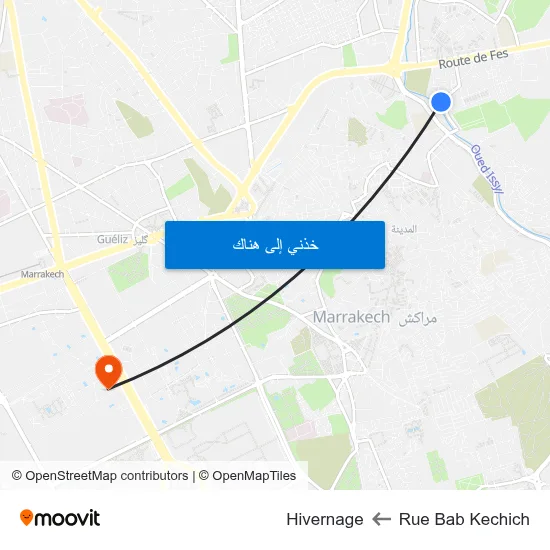 Rue Bab Kechich to Hivernage map