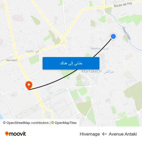 Avenue Antaki to Hivernage map