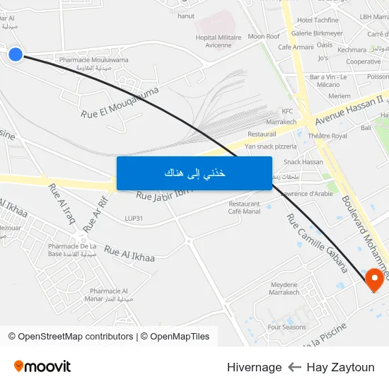 Hay Zaytoun to Hivernage map
