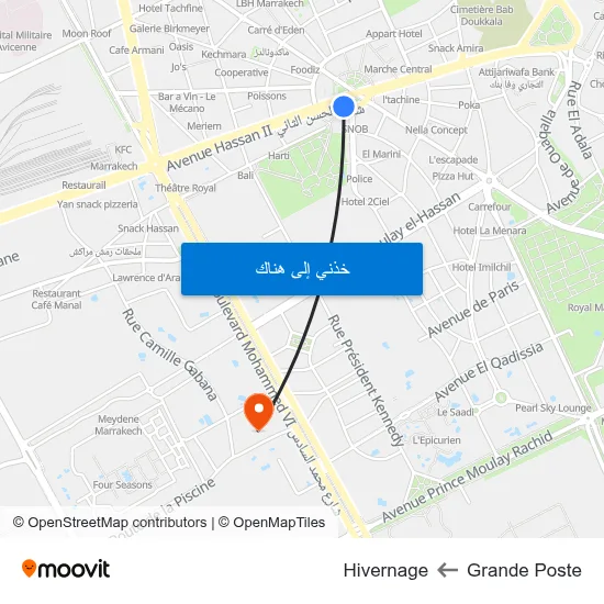 Grande Poste to Hivernage map