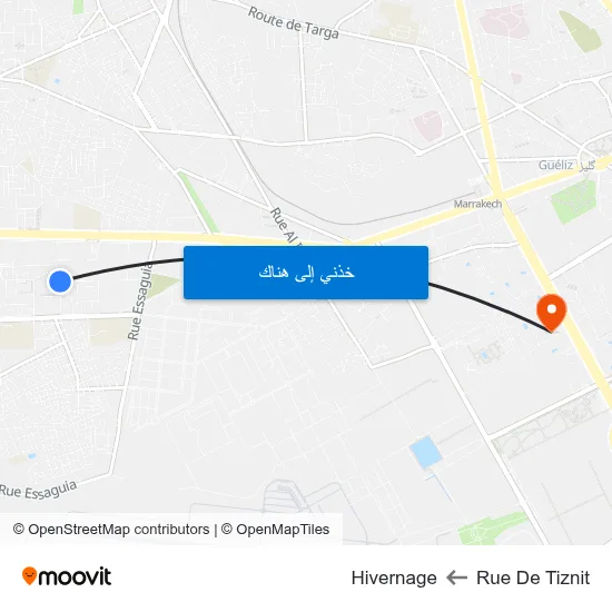 Rue De Tiznit to Hivernage map