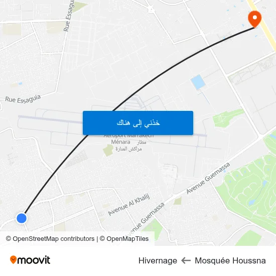 Mosquée Houssna to Hivernage map