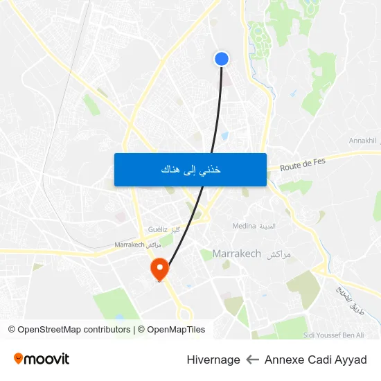 Annexe Cadi Ayyad to Hivernage map
