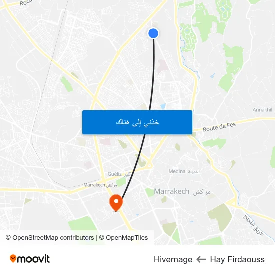 Hay Firdaouss to Hivernage map