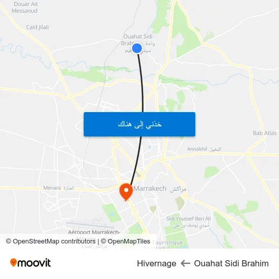 Ouahat Sidi Brahim to Hivernage map