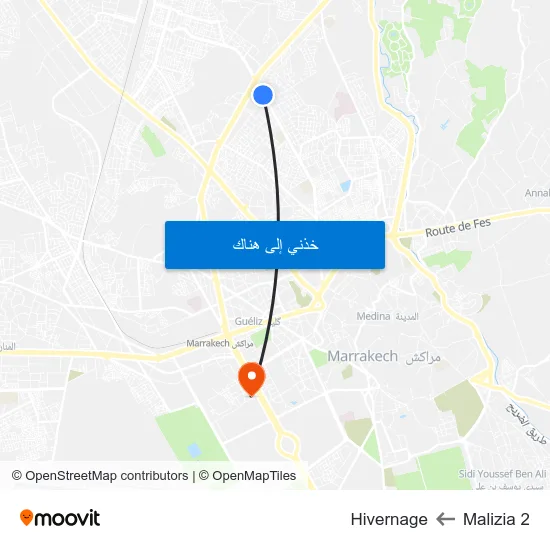 Malizia 2 to Hivernage map