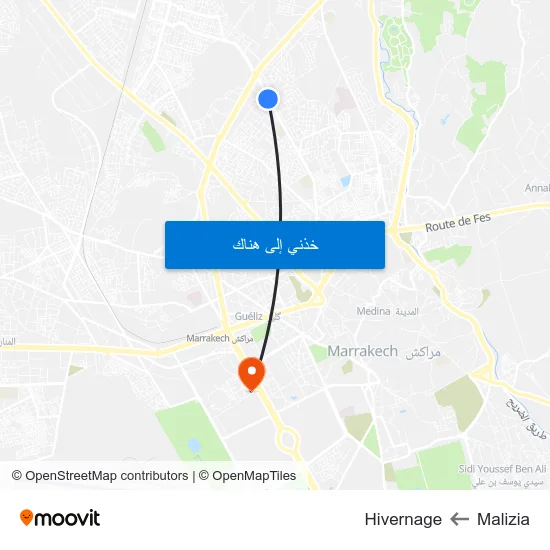 Malizia to Hivernage map