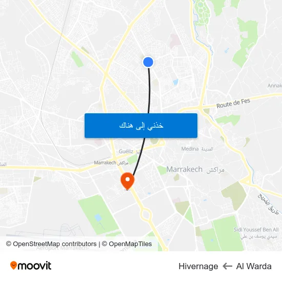 Al Warda to Hivernage map
