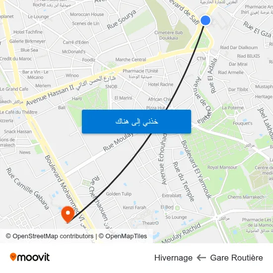 Gare Routière to Hivernage map