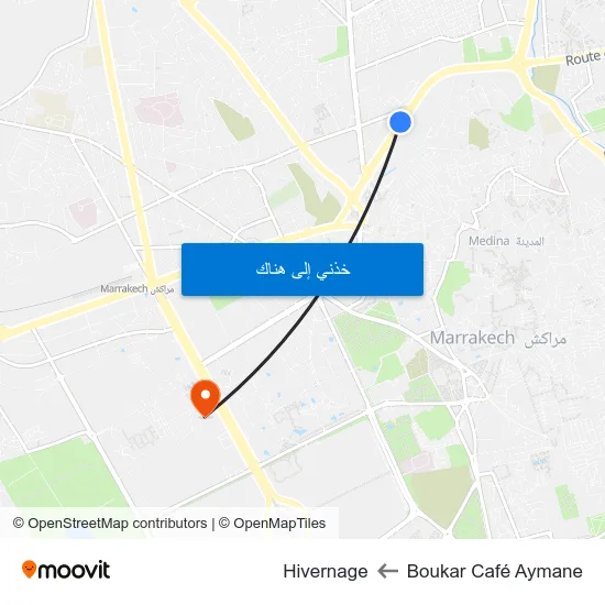 Boukar Café Aymane to Hivernage map