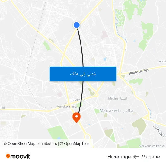 Marjane to Hivernage map