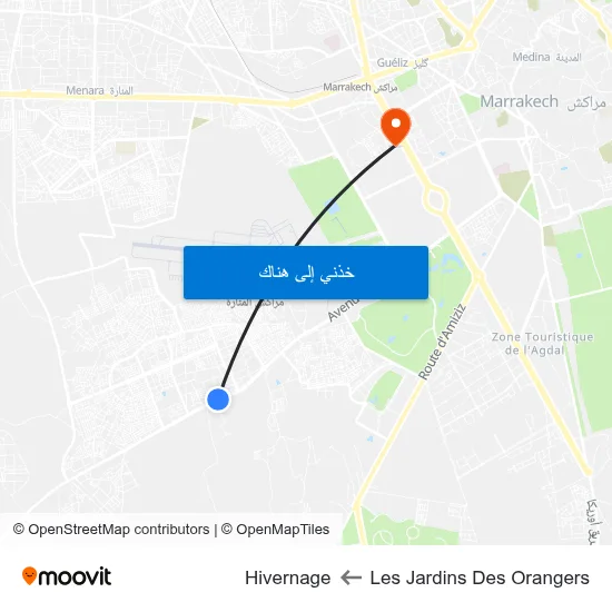 Les Jardins Des Orangers to Hivernage map