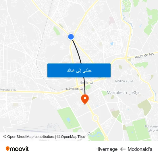 Mcdonald's to Hivernage map
