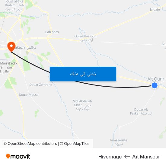 Aït Mansour to Hivernage map