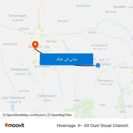 Aït Ourir Douar Chemch to Hivernage map