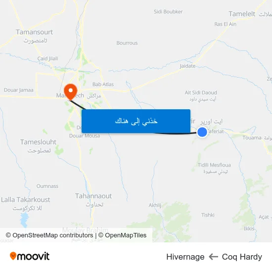 Coq Hardy to Hivernage map