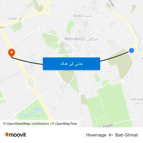 Bab Ghmat to Hivernage map