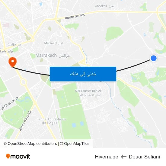 Douar Sefiani to Hivernage map