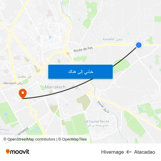 Atacadao to Hivernage map