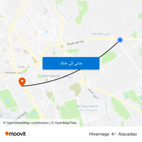 Atacadao to Hivernage map
