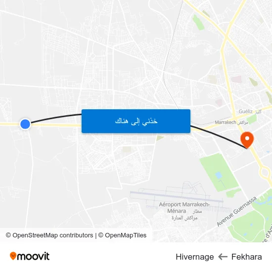 Fekhara to Hivernage map