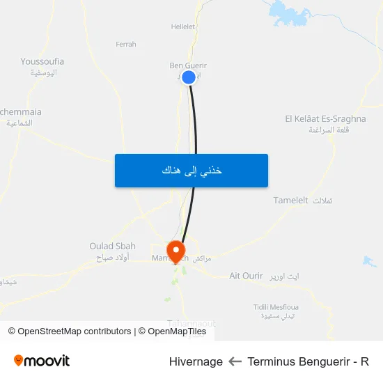 Terminus Benguerir - R to Hivernage map