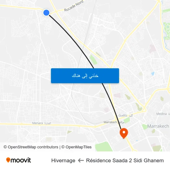 Résidence Saada 2 Sidi Ghanem to Hivernage map