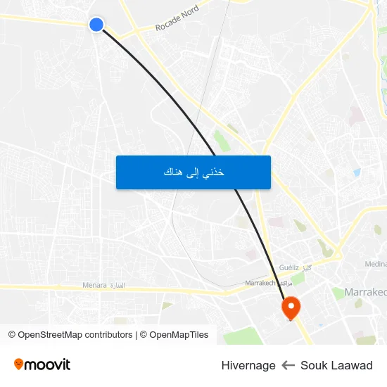Souk Laawad to Hivernage map