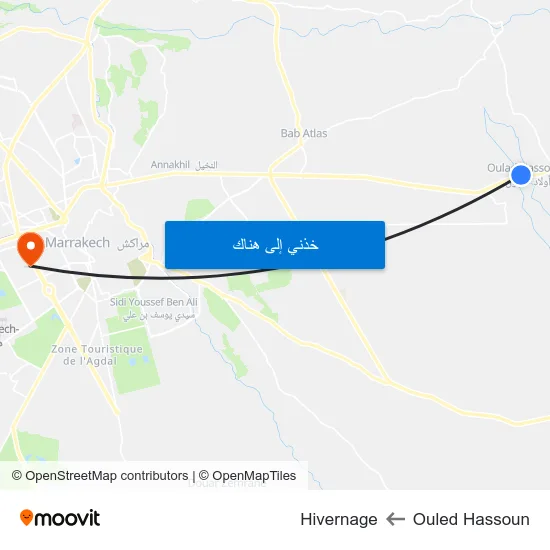 Ouled Hassoun to Hivernage map