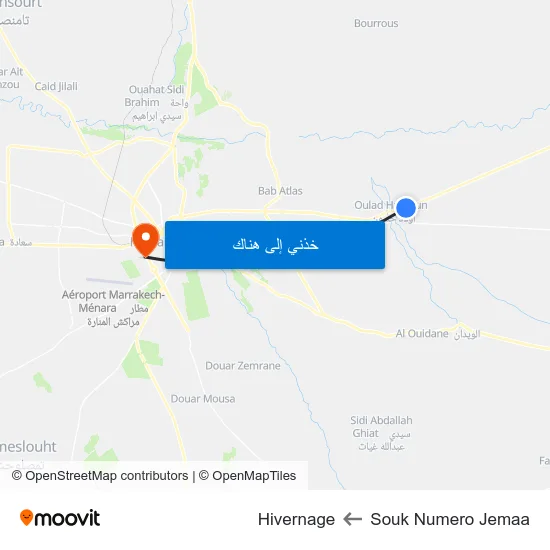 Souk Numero Jemaa to Hivernage map