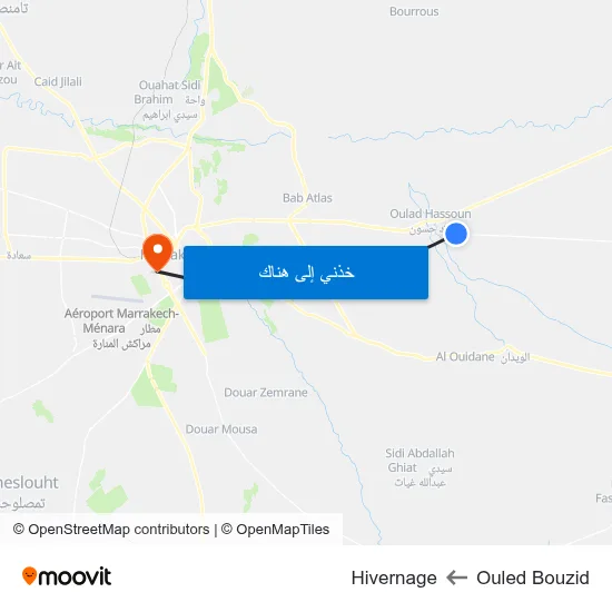 Ouled Bouzid to Hivernage map