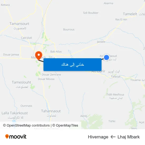 Lhaj Mbark to Hivernage map