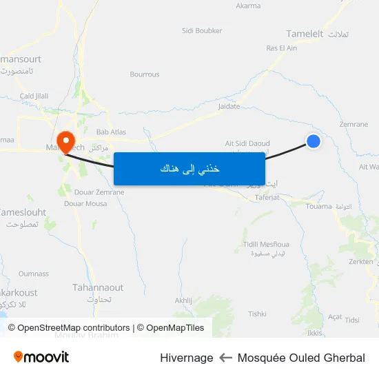 Mosquée Ouled Gherbal to Hivernage map