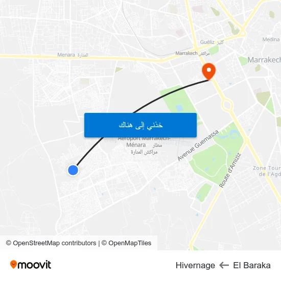 El Baraka to Hivernage map