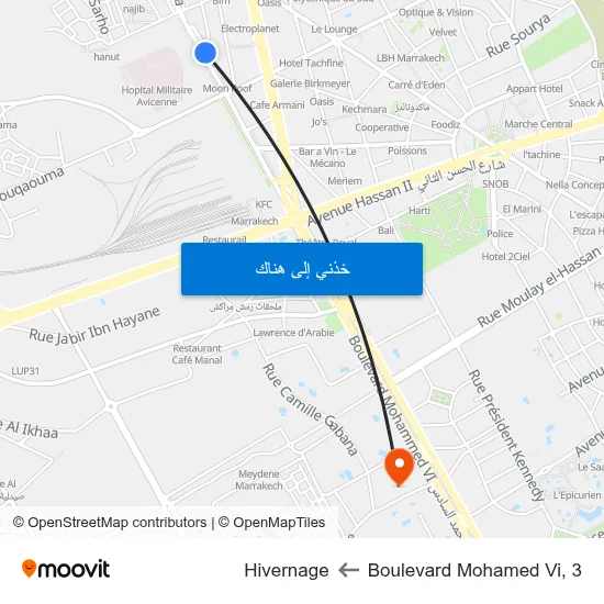 Boulevard Mohamed Vi, 3 to Hivernage map