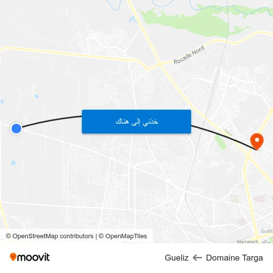 Domaine Targa to Gueliz map