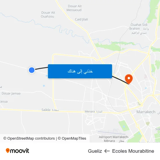 Ecoles Mourabitine to Gueliz map